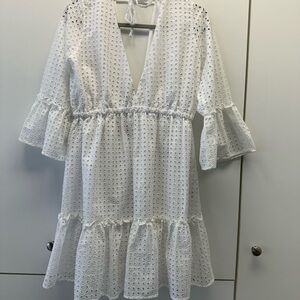 White Eyelet Dress with Ruffle Sleeves MC2 St Barths